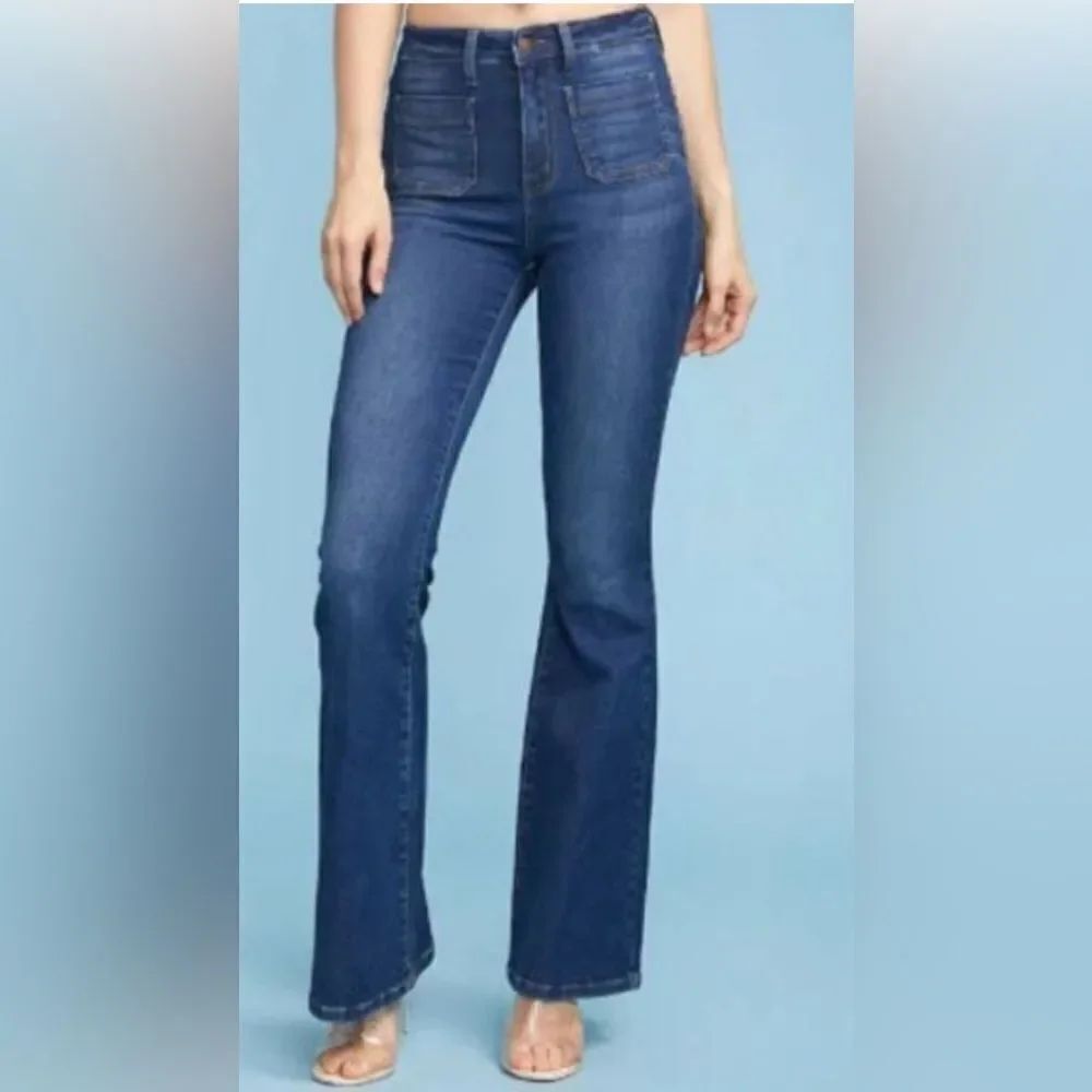 Judy Blue (JB84146) Patch Pocket High Rise Flare Fit Blue Jeans Size 15/32 NWT